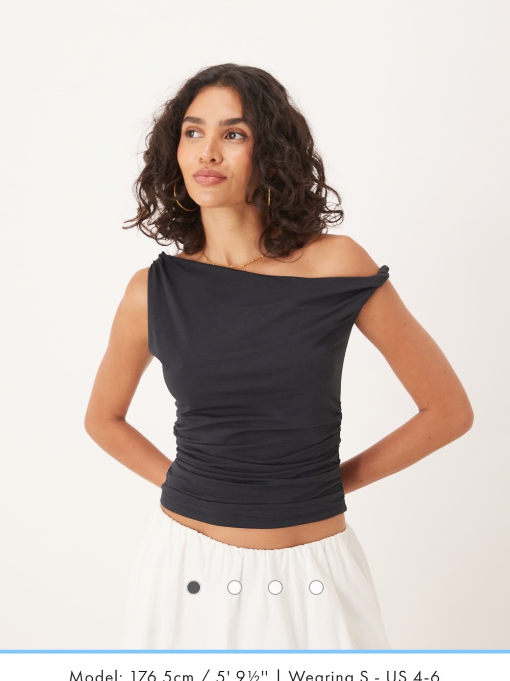 Off-Shoulder Ruched Black Women’s Top
